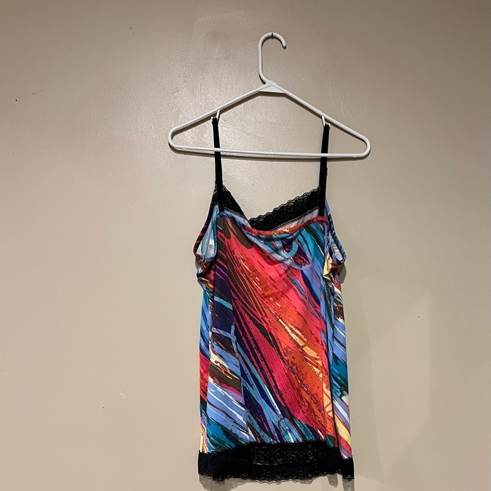Vintage Y2K Fashion Bug Rainbow Lace Trim Cami Size  1x - Picture 4 of 8